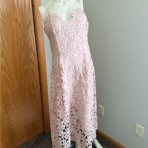 Express Pink Floral Lace Midi Dress